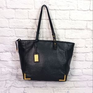 Badgley Mischka black pebbled leather tote bag